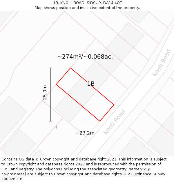 1B, KNOLL ROAD, SIDCUP, DA14 4QT: Plot and title map