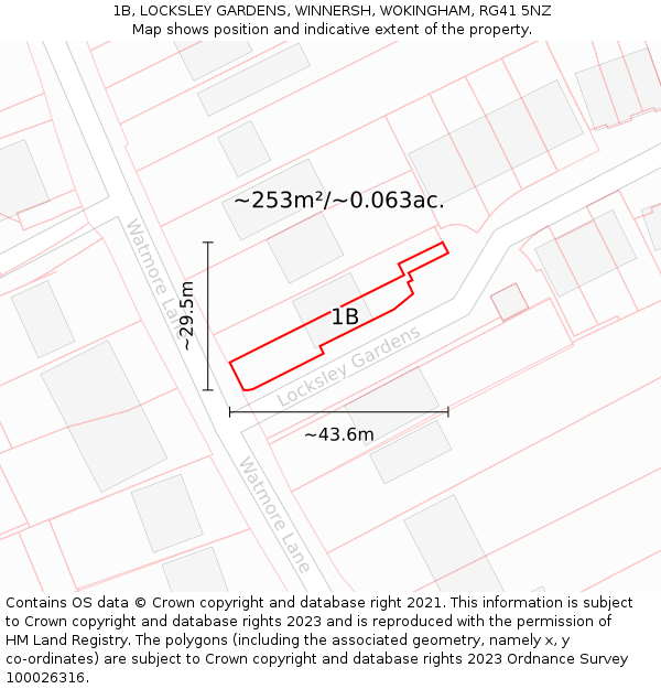 1B, LOCKSLEY GARDENS, WINNERSH, WOKINGHAM, RG41 5NZ: Plot and title map