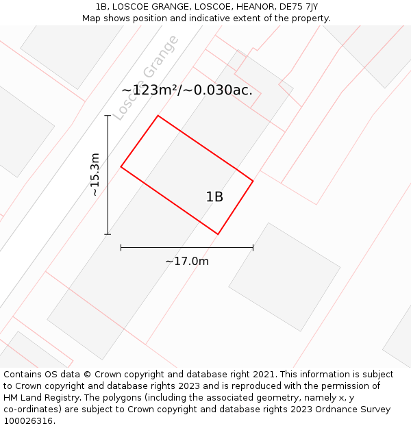 1B, LOSCOE GRANGE, LOSCOE, HEANOR, DE75 7JY: Plot and title map