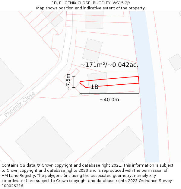 1B, PHOENIX CLOSE, RUGELEY, WS15 2JY: Plot and title map