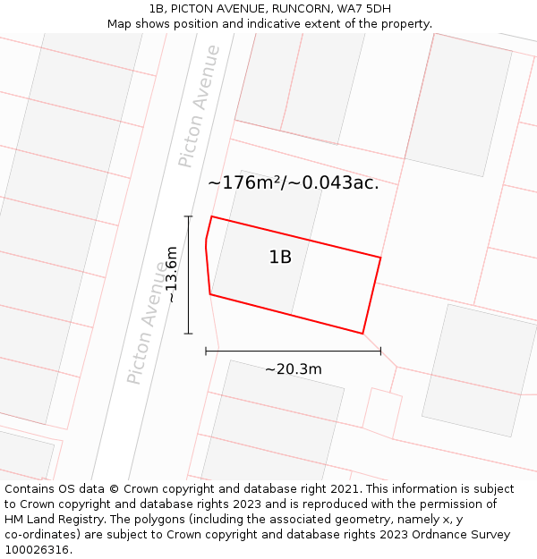 1B, PICTON AVENUE, RUNCORN, WA7 5DH: Plot and title map