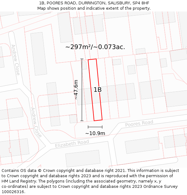 1B, POORES ROAD, DURRINGTON, SALISBURY, SP4 8HF: Plot and title map