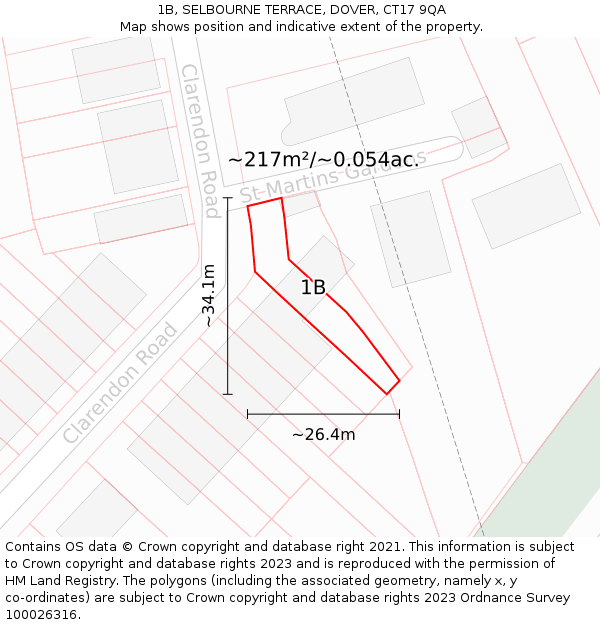 1B, SELBOURNE TERRACE, DOVER, CT17 9QA: Plot and title map