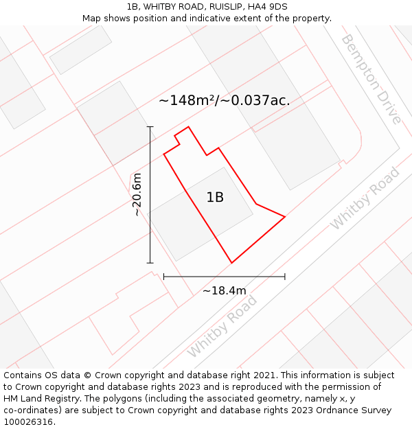 1B, WHITBY ROAD, RUISLIP, HA4 9DS: Plot and title map
