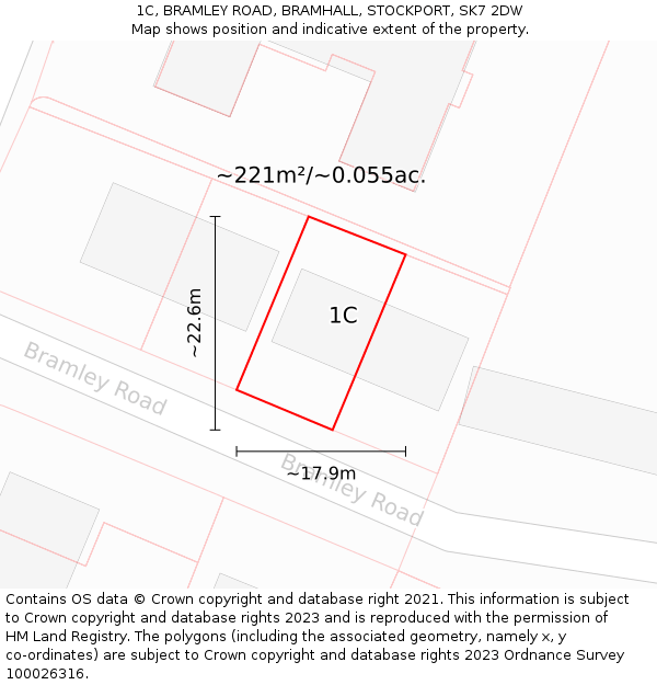 1C, BRAMLEY ROAD, BRAMHALL, STOCKPORT, SK7 2DW: Plot and title map