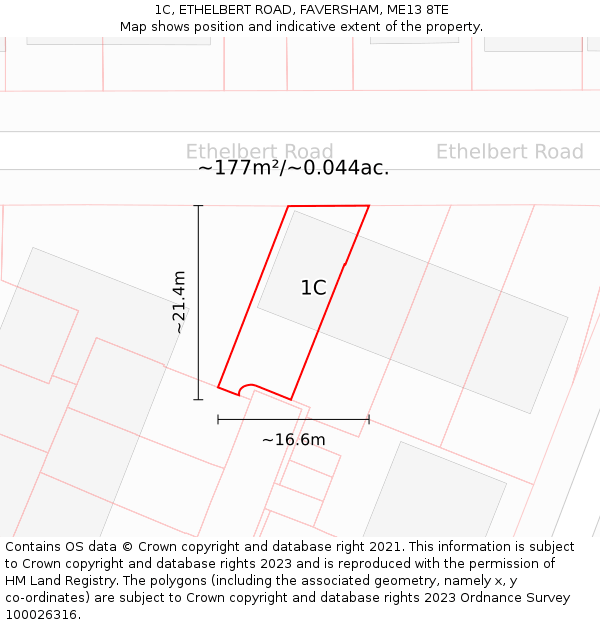 1C, ETHELBERT ROAD, FAVERSHAM, ME13 8TE: Plot and title map
