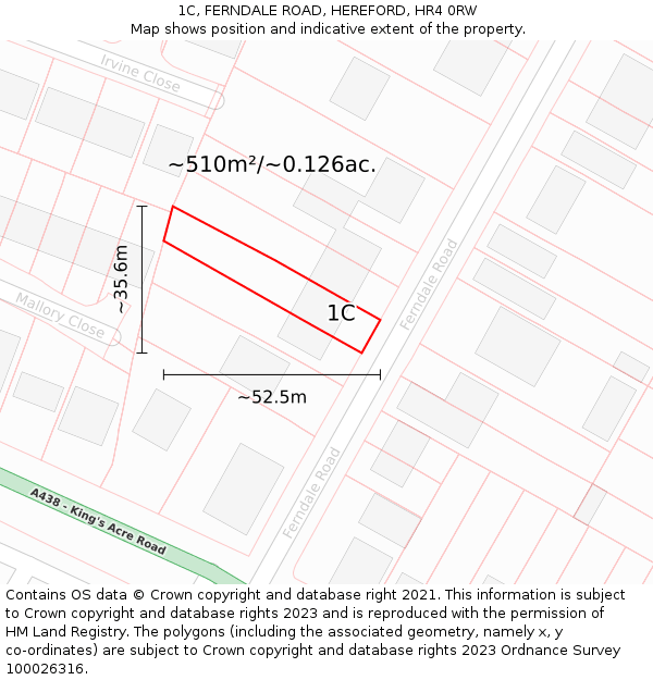 1C, FERNDALE ROAD, HEREFORD, HR4 0RW: Plot and title map