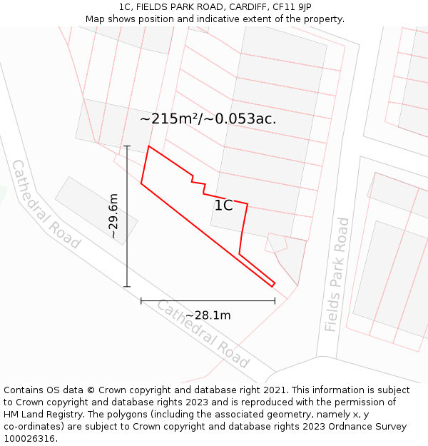 1C, FIELDS PARK ROAD, CARDIFF, CF11 9JP: Plot and title map