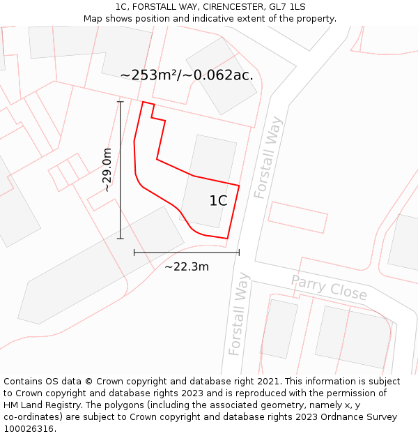 1C, FORSTALL WAY, CIRENCESTER, GL7 1LS: Plot and title map