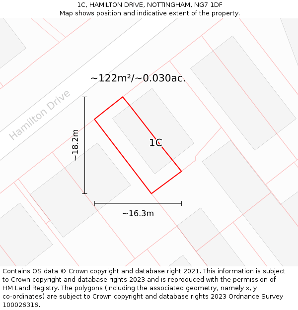1C, HAMILTON DRIVE, NOTTINGHAM, NG7 1DF: Plot and title map