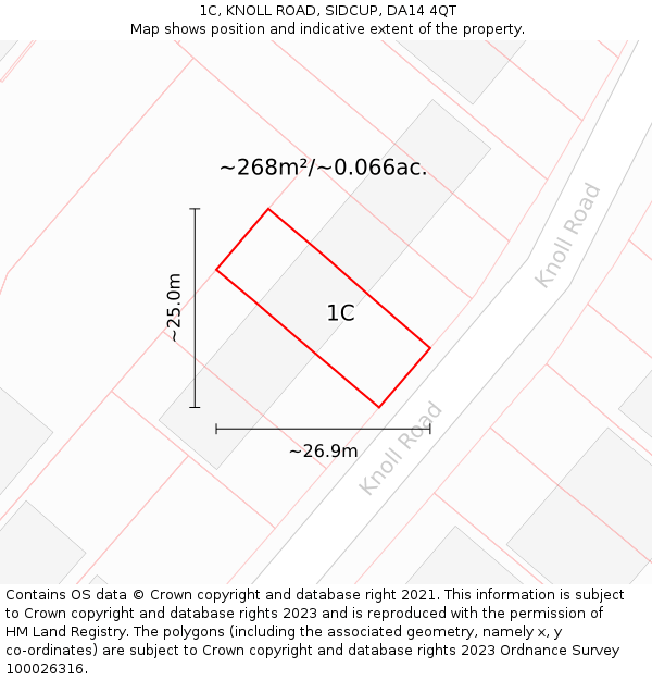1C, KNOLL ROAD, SIDCUP, DA14 4QT: Plot and title map