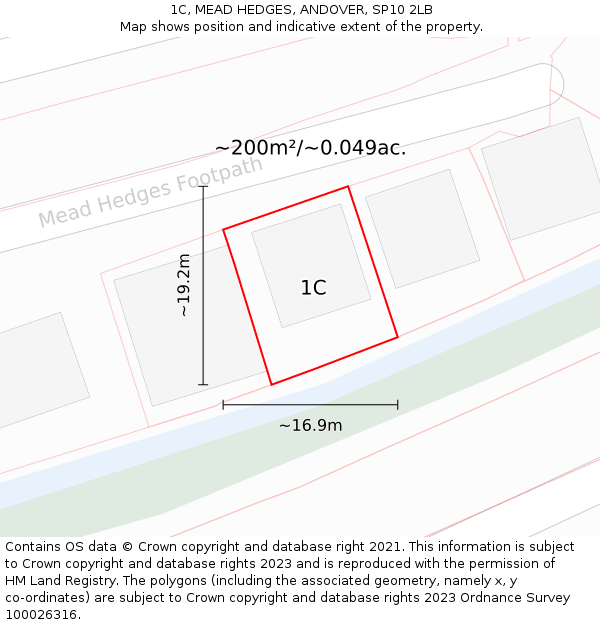 1C, MEAD HEDGES, ANDOVER, SP10 2LB: Plot and title map