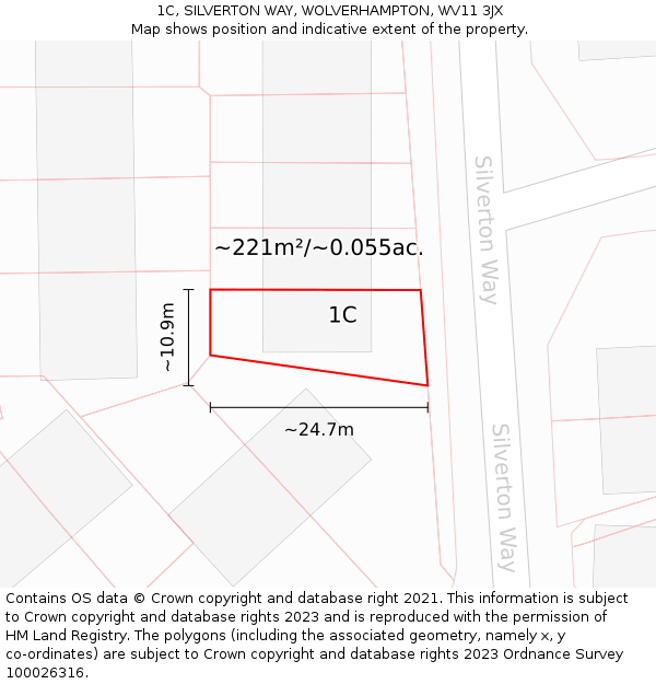 1C, SILVERTON WAY, WOLVERHAMPTON, WV11 3JX: Plot and title map