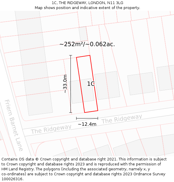 1C, THE RIDGEWAY, LONDON, N11 3LG: Plot and title map