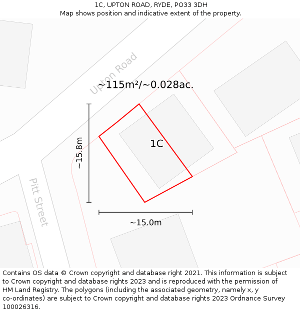 1C, UPTON ROAD, RYDE, PO33 3DH: Plot and title map