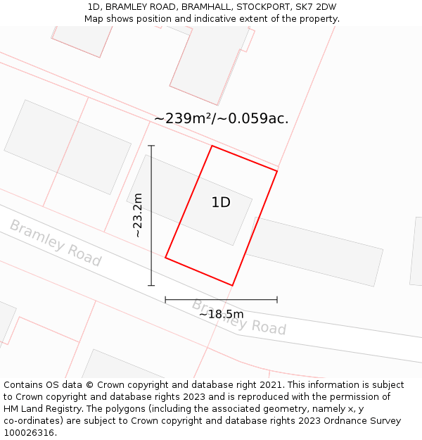 1D, BRAMLEY ROAD, BRAMHALL, STOCKPORT, SK7 2DW: Plot and title map