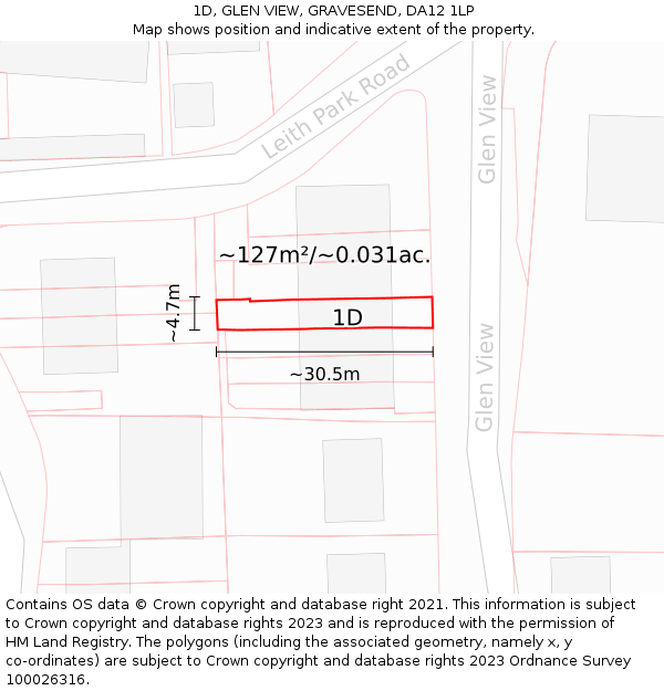 1D, GLEN VIEW, GRAVESEND, DA12 1LP: Plot and title map