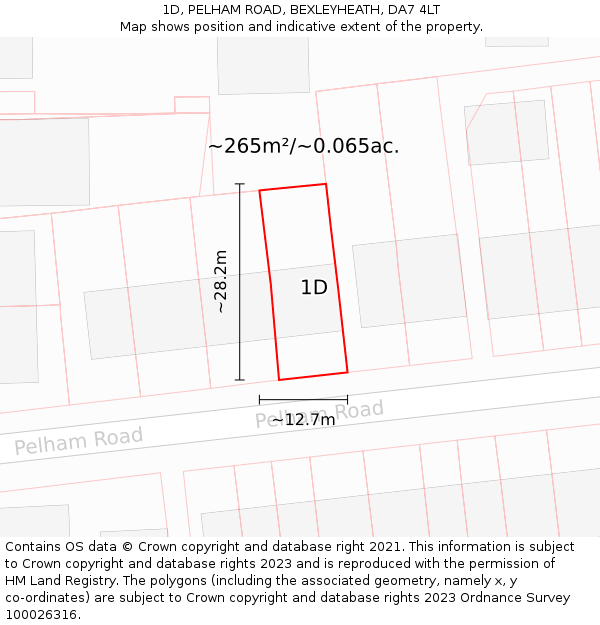 1D, PELHAM ROAD, BEXLEYHEATH, DA7 4LT: Plot and title map