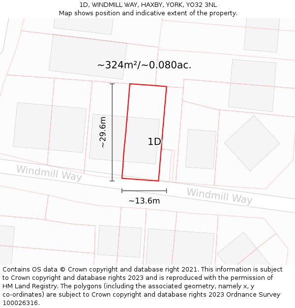 1D, WINDMILL WAY, HAXBY, YORK, YO32 3NL: Plot and title map