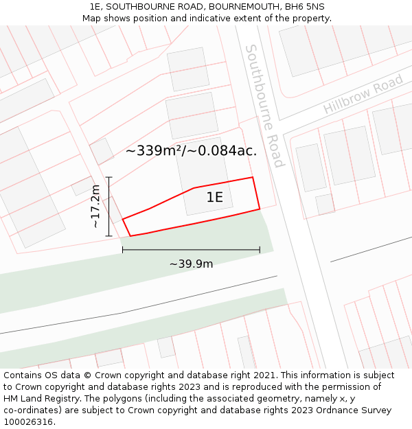 1E, SOUTHBOURNE ROAD, BOURNEMOUTH, BH6 5NS: Plot and title map