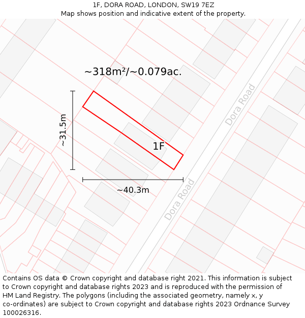 1F, DORA ROAD, LONDON, SW19 7EZ: Plot and title map