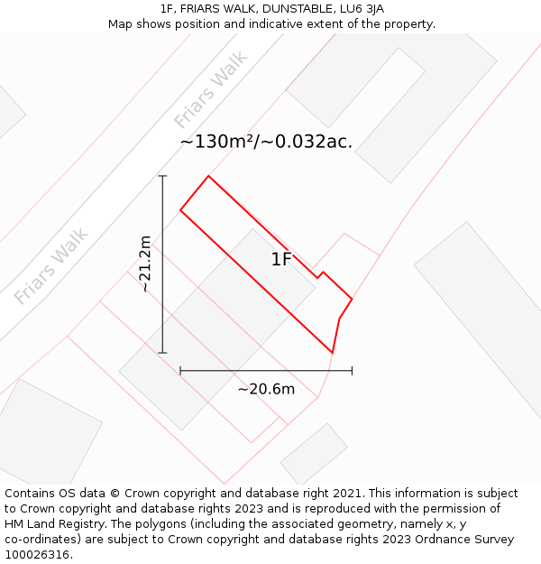 1F, FRIARS WALK, DUNSTABLE, LU6 3JA: Plot and title map