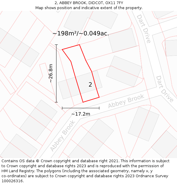 2, ABBEY BROOK, DIDCOT, OX11 7FY: Plot and title map