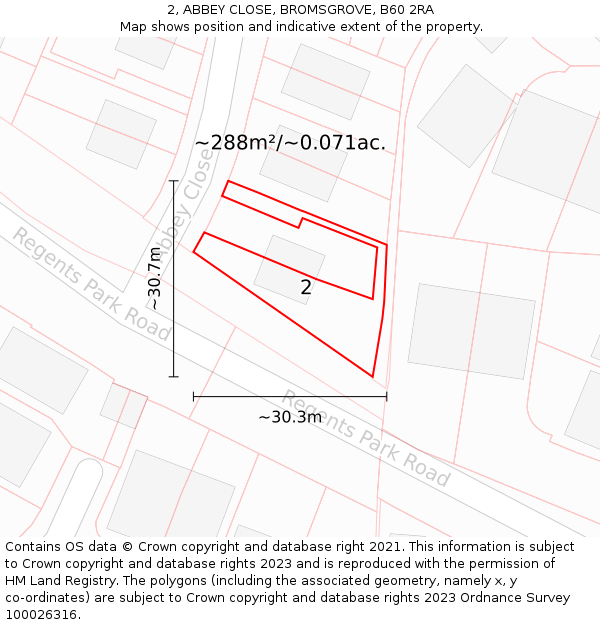 2, ABBEY CLOSE, BROMSGROVE, B60 2RA: Plot and title map