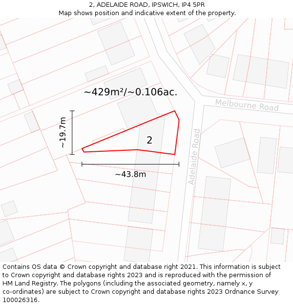 2, ADELAIDE ROAD, IPSWICH, IP4 5PR: Plot and title map