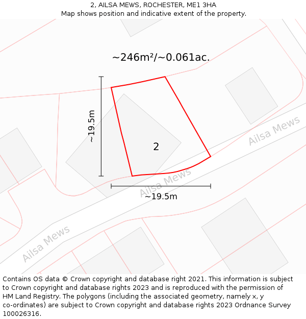 2, AILSA MEWS, ROCHESTER, ME1 3HA: Plot and title map