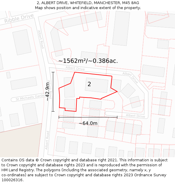 2, ALBERT DRIVE, WHITEFIELD, MANCHESTER, M45 8AG: Plot and title map