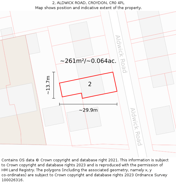 2, ALDWICK ROAD, CROYDON, CR0 4PL: Plot and title map