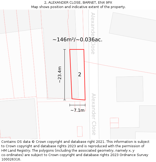 2, ALEXANDER CLOSE, BARNET, EN4 9PX: Plot and title map