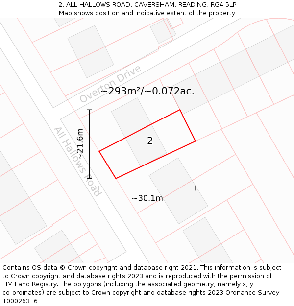 2, ALL HALLOWS ROAD, CAVERSHAM, READING, RG4 5LP: Plot and title map