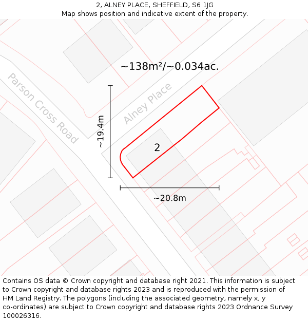 2, ALNEY PLACE, SHEFFIELD, S6 1JG: Plot and title map