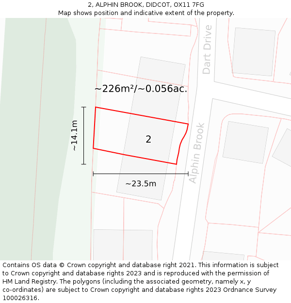 2, ALPHIN BROOK, DIDCOT, OX11 7FG: Plot and title map