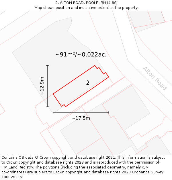2, ALTON ROAD, POOLE, BH14 8SJ: Plot and title map