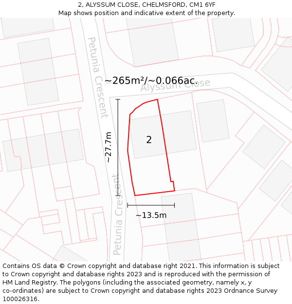 2, ALYSSUM CLOSE, CHELMSFORD, CM1 6YF: Plot and title map