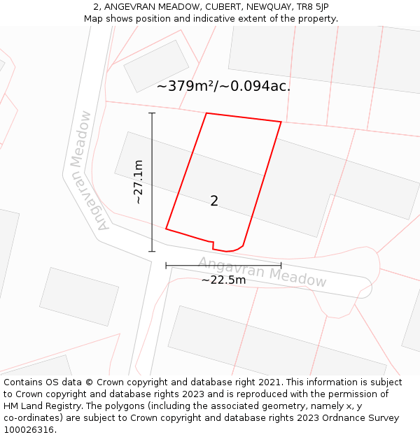 2, ANGEVRAN MEADOW, CUBERT, NEWQUAY, TR8 5JP: Plot and title map