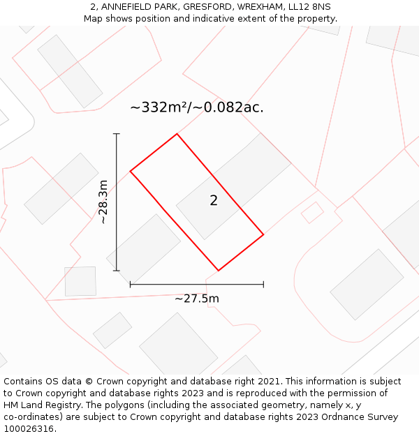 2, ANNEFIELD PARK, GRESFORD, WREXHAM, LL12 8NS: Plot and title map