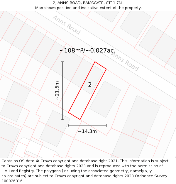 2, ANNS ROAD, RAMSGATE, CT11 7NL: Plot and title map