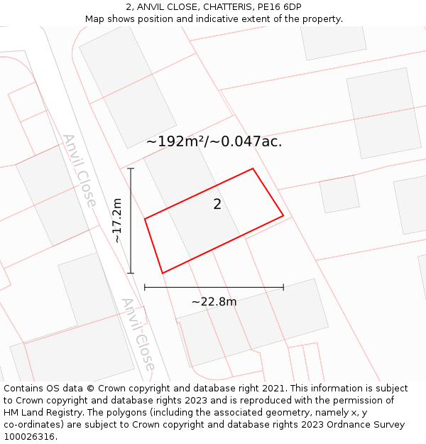 2, ANVIL CLOSE, CHATTERIS, PE16 6DP: Plot and title map