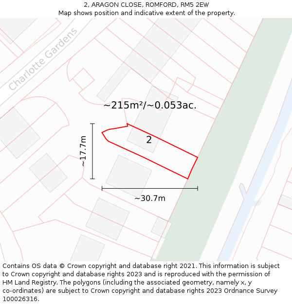 2, ARAGON CLOSE, ROMFORD, RM5 2EW: Plot and title map