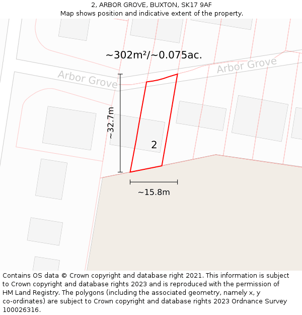 2, ARBOR GROVE, BUXTON, SK17 9AF: Plot and title map