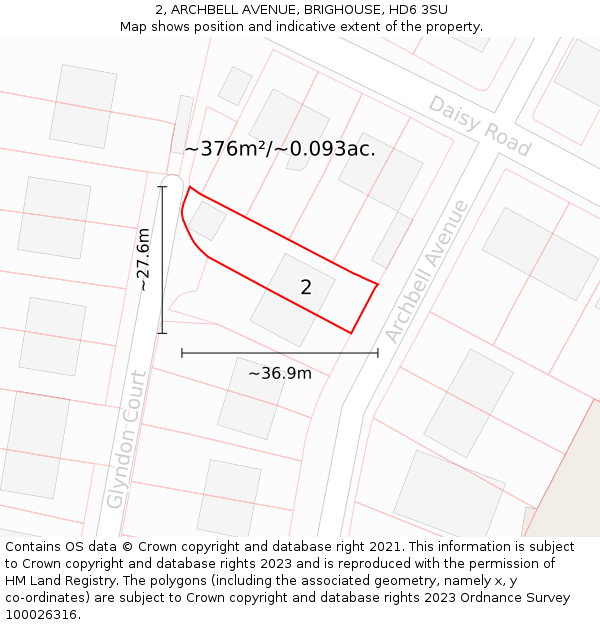 2, ARCHBELL AVENUE, BRIGHOUSE, HD6 3SU: Plot and title map