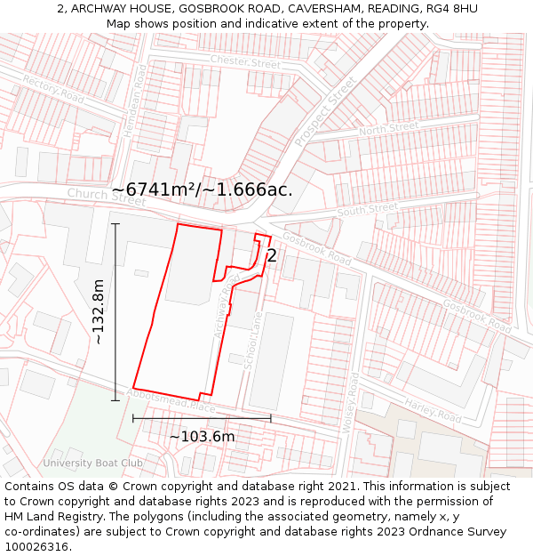 2, ARCHWAY HOUSE, GOSBROOK ROAD, CAVERSHAM, READING, RG4 8HU: Plot and title map