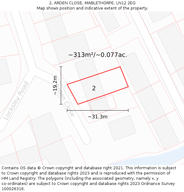 2, ARDEN CLOSE, MABLETHORPE, LN12 2EG: Plot and title map