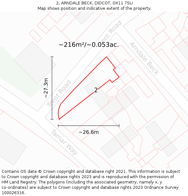 2, ARNDALE BECK, DIDCOT, OX11 7SU: Plot and title map