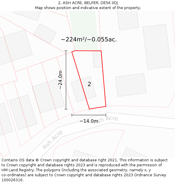 2, ASH ACRE, BELPER, DE56 0DJ: Plot and title map