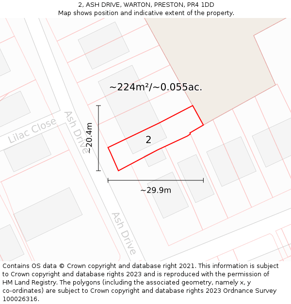 2, ASH DRIVE, WARTON, PRESTON, PR4 1DD: Plot and title map